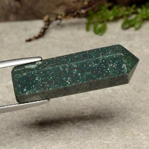 18.43캐럿 천연 포레스트 그린 블러드스톤, 멋진 모양, 29.2×9.2 mm, 불투명체