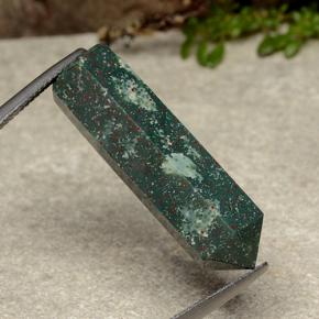 18.43캐럿 천연 포레스트 그린 블러드스톤, 멋진 모양, 29.2×9.2 mm, 불투명체