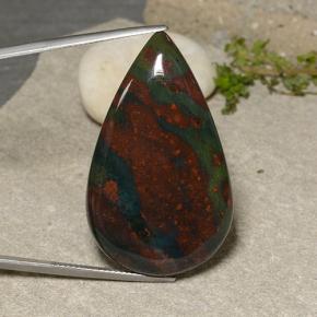 50.66캐럿 천연 멀티컬러 블러드스톤, 배 모양, 39.2×23.8 mm, 불투명체