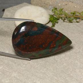50.66캐럿 천연 멀티컬러 블러드스톤, 배 모양, 39.2×23.8 mm, 불투명체