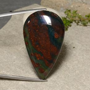 50.66캐럿 천연 멀티컬러 블러드스톤, 배 모양, 39.2×23.8 mm, 불투명체