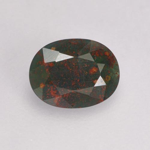 0.31캐럿 천연 점박이 그린 블러드스톤, 타원형 컷, 5.9×4.5 mm, 불투명체