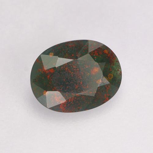 0.31캐럿 천연 점박이 그린 블러드스톤, 타원형 컷, 5.9×4.5 mm, 불투명체