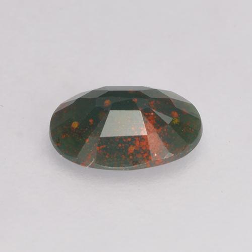 0.31캐럿 천연 점박이 그린 블러드스톤, 타원형 컷, 5.9×4.5 mm, 불투명체