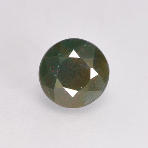0.33캐럿 천연 녹색과 빨간색 블러드스톤, 라운드 컷, 4.36 mm, 불투명체