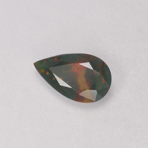 0.40캐럿 천연 점박이 그린 블러드스톤, 배 모양, 7.7×4.7 mm, 불투명체