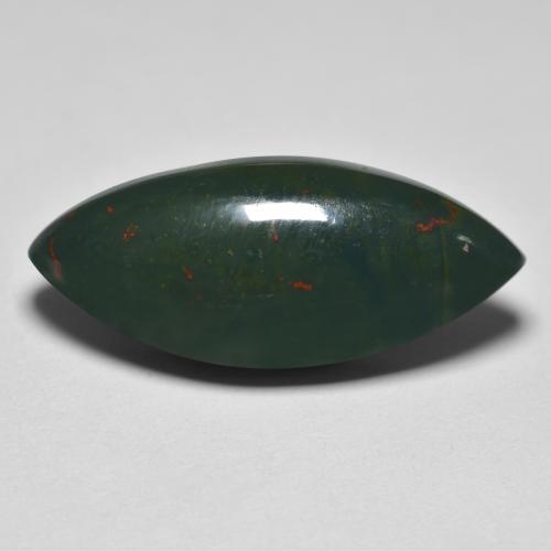 12.74캐럿 천연 여러 가지 빛깔의 녹색 블러드스톤, 마퀴즈, 24.6×10.3 mm, 불투명체