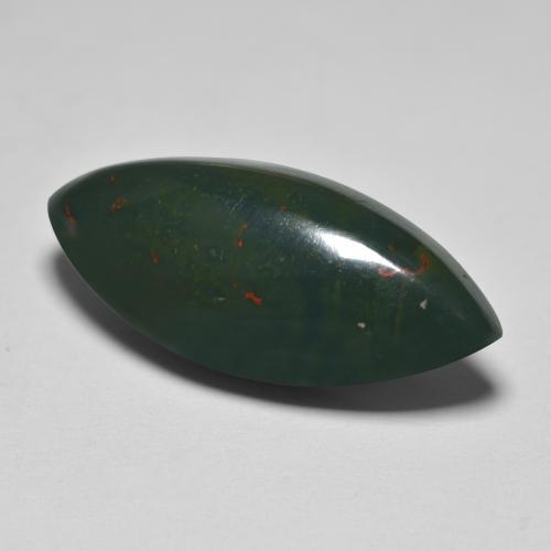 12.74캐럿 천연 여러 가지 빛깔의 녹색 블러드스톤, 마퀴즈, 24.6×10.3 mm, 불투명체