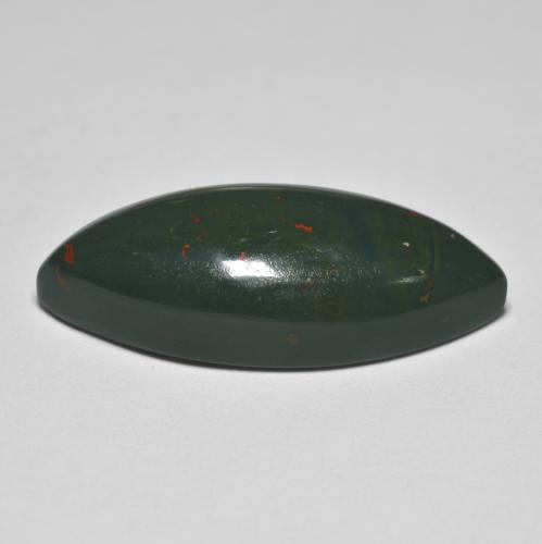 12.74캐럿 천연 여러 가지 빛깔의 녹색 블러드스톤, 마퀴즈, 24.6×10.3 mm, 불투명체