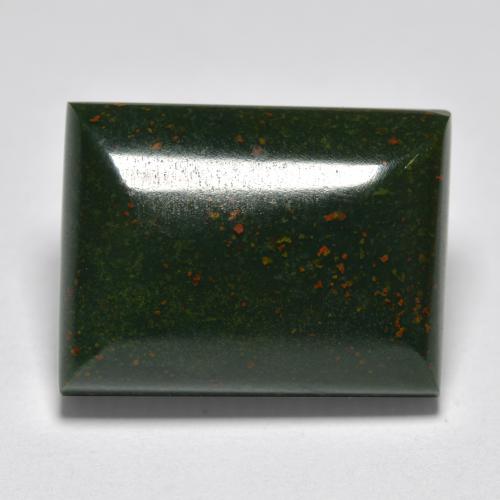 11.99캐럿 천연 여러 가지 빛깔의 녹색 블러드스톤, 바게트, 15.5×11.7 mm, 불투명체