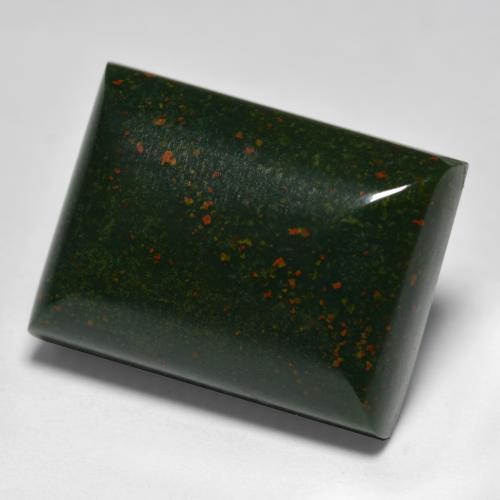 11.99캐럿 천연 여러 가지 빛깔의 녹색 블러드스톤, 바게트, 15.5×11.7 mm, 불투명체