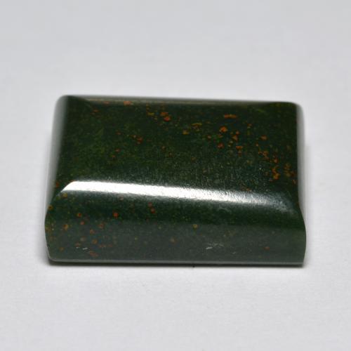 11.99캐럿 천연 여러 가지 빛깔의 녹색 블러드스톤, 바게트, 15.5×11.7 mm, 불투명체