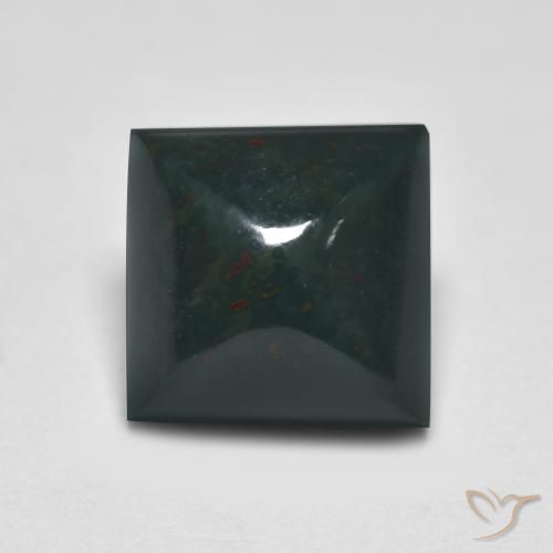 6.05ct 자연스러운 짙은 녹색 혈석, 정사각형, 불투명체