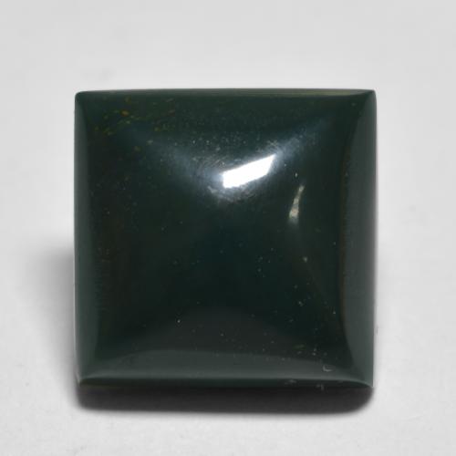 4.41캐럿 천연 딥 그린 블러드스톤, 스퀘어, 9.8×9.7 mm, 불투명체