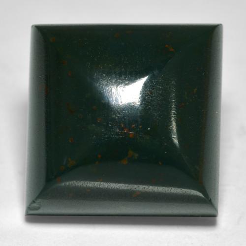 19.49캐럿 천연 딥 그린 블러드스톤, 스퀘어, 15×15 mm, 불투명체