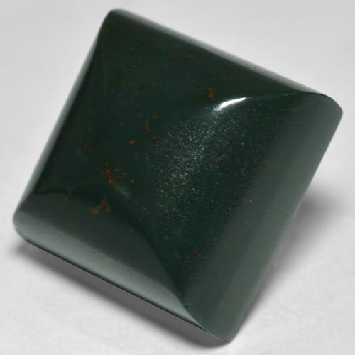 19.49캐럿 천연 딥 그린 블러드스톤, 스퀘어, 15×15 mm, 불투명체