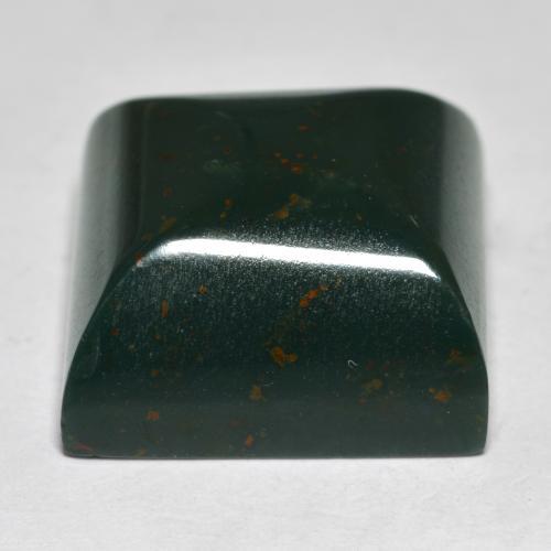 19.49캐럿 천연 딥 그린 블러드스톤, 스퀘어, 15×15 mm, 불투명체