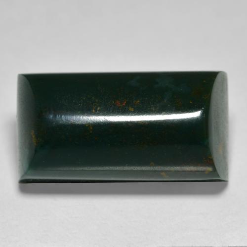 15.25캐럿 천연 다크 그린 블러드스톤, 바게트, 18.4×9.6 mm, 불투명체