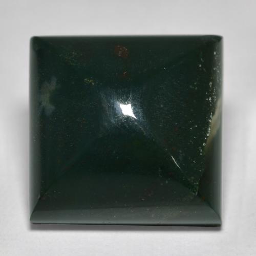 12.60캐럿 천연 포레스트 그린 블러드스톤, 스퀘어, 14×14 mm, 불투명체
