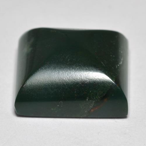 12.60캐럿 천연 포레스트 그린 블러드스톤, 스퀘어, 14×14 mm, 불투명체