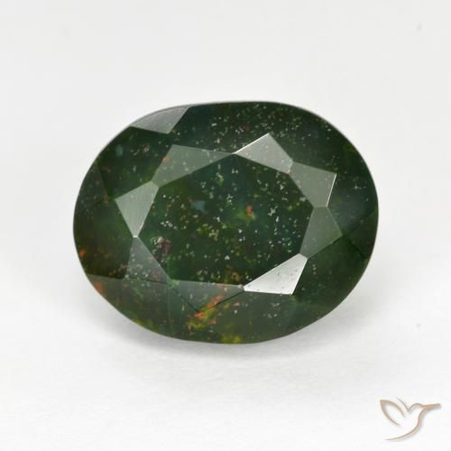 6.95ct 자연스러운 포레스트 그린 혈석, 타원형, 불투명체