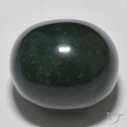 19.31ct 자연스러운 짙은 녹색 혈석, 타원형, 불투명체