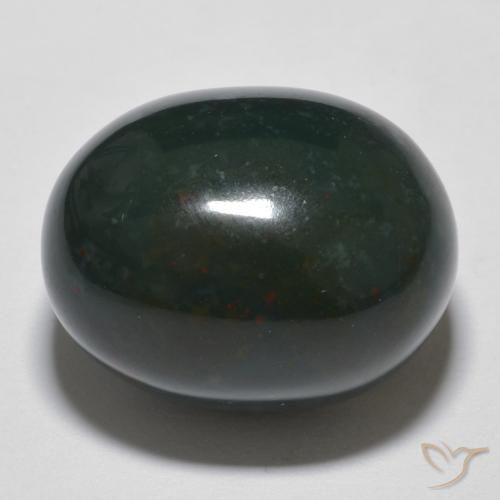 17.11ct 자연스러운 포레스트 그린 혈석, 타원형, 불투명체
