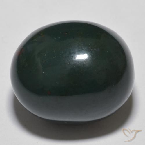 19.10ct 자연스러운 짙은 녹색 혈석, 타원형, 불투명체