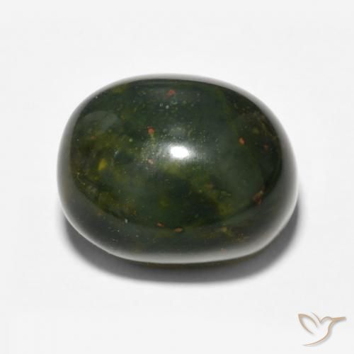 13.69ct 자연스러운 미디엄 그린 혈석, 타원형, 불투명체
