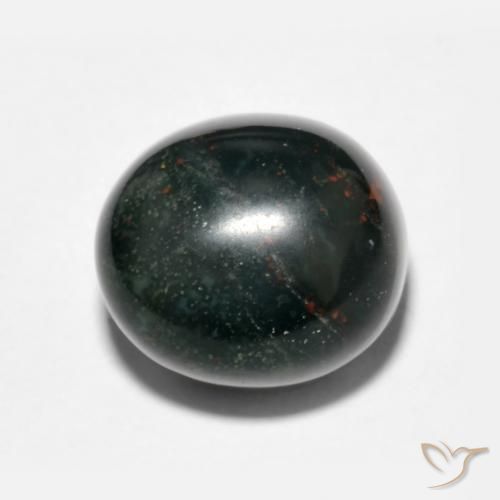 7.15ct 자연스러운 짙은 녹색 혈석, 타원형, 불투명체