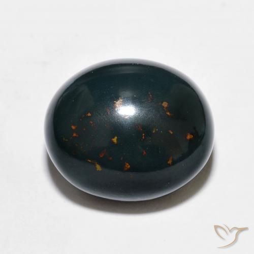 8.78ct 자연스러운 짙은 녹색 혈석, 타원형, 불투명체