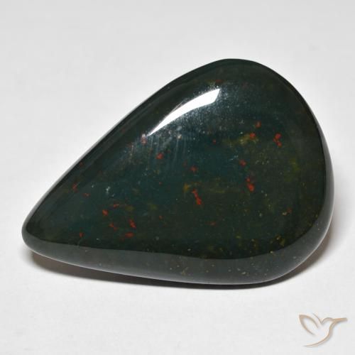 48.11ct 자연스러운 짙은 녹색 혈석, 배 모양, 불투명체