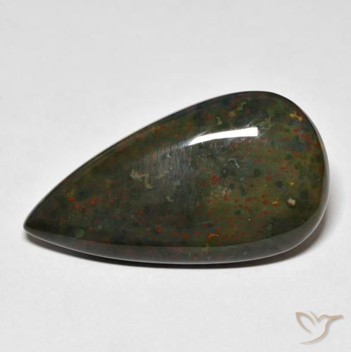 21.91ct 자연스러운 녹색과 빨강 혈석, 배 모양, 불투명체