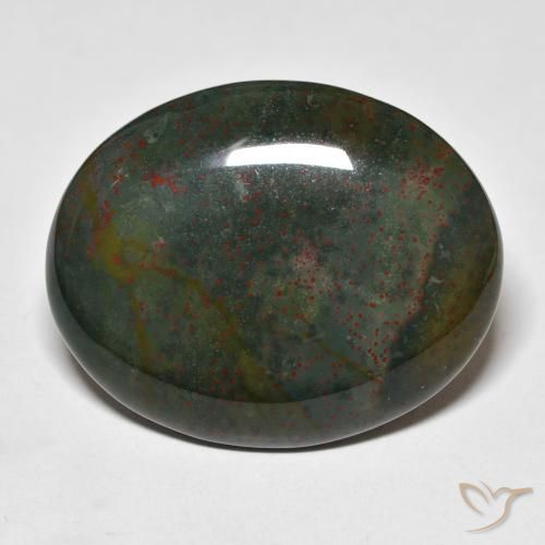 36.25ct 자연스러운 녹색과 빨강 혈석, 타원형, 불투명체