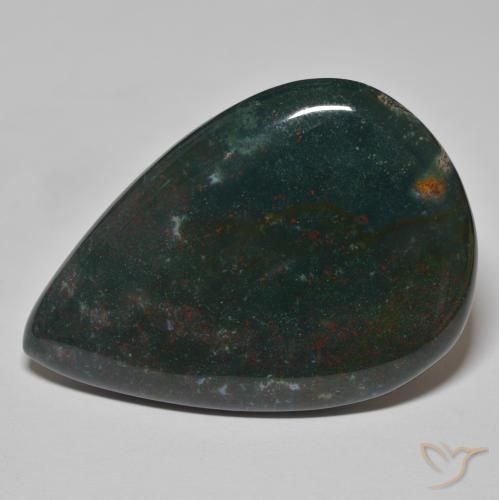 67.25ct 자연스러운 포레스트 그린 혈석, 배 모양, 불투명체