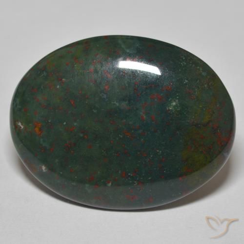 25.83ct 자연스러운 딥그린 혈석, 타원형, 불투명체