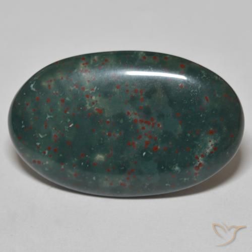19.51ct 자연스러운 짙은 녹색 혈석, 타원형, 불투명체