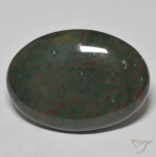 27.94ct 자연스러운 녹색과 빨간색 혈석, 타원형, 불투명체
