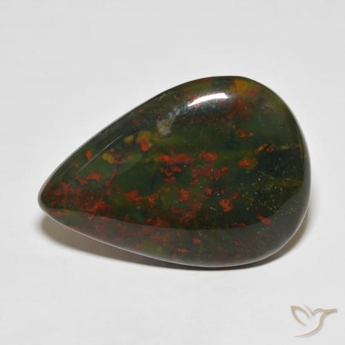 34.70ct 자연스러운 다색 혈석, 배 모양, 불투명체