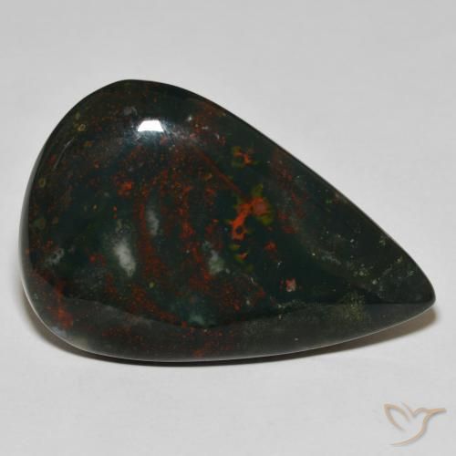 46.99ct 자연스러운 포레스트 그린 혈석, 배 모양, 불투명체