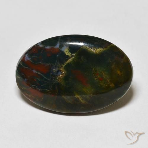 16.79캐럿 천연 멀티컬러 블러드스톤, 타원형 컷, 26.5×18.2 mm, 불투명체