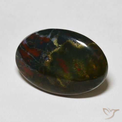 16.79캐럿 천연 멀티컬러 블러드스톤, 타원형 컷, 26.5×18.2 mm, 불투명체