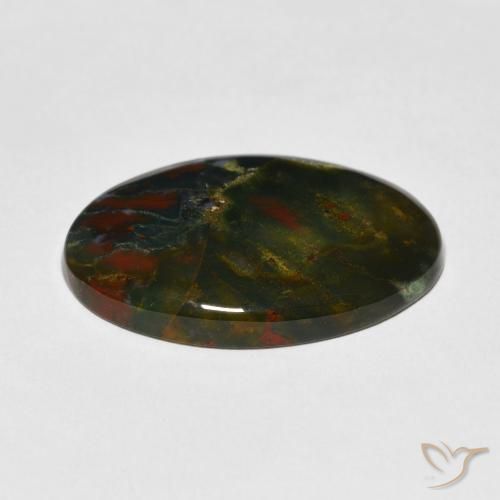 16.79캐럿 천연 멀티컬러 블러드스톤, 타원형 컷, 26.5×18.2 mm, 불투명체
