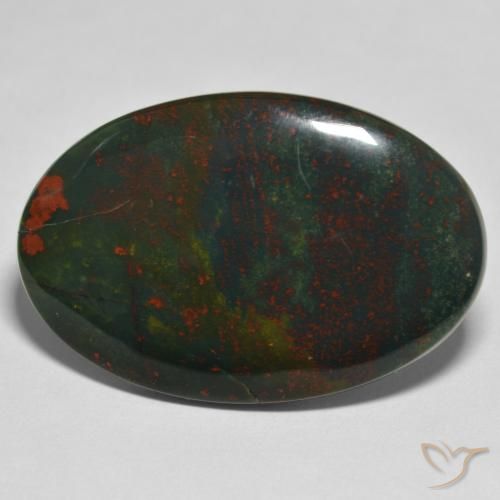 32.64ct 자연스러운 녹색과 빨강 혈석, 타원형, 불투명체