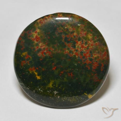 25.91캐럿 천연 녹색과 빨강 혈석, 라운드 컷, 불투명체