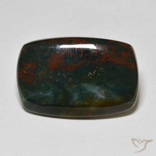 18.75ct 자연스러운 짙은 녹색 혈석, 방석, 불투명체
