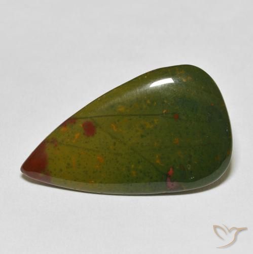 20.29ct 자연스러운 녹색과 빨강 혈석, 배 모양, 불투명체