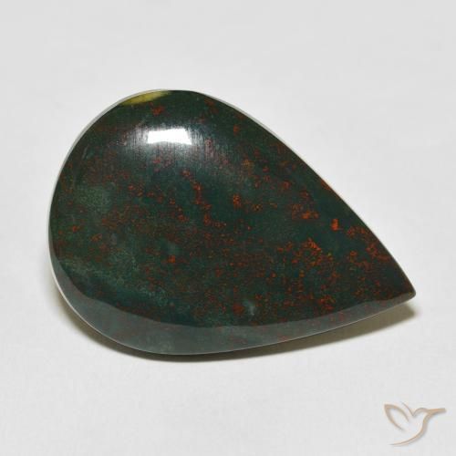 25.50ct 자연스러운 녹색과 빨강 혈석, 배 모양, 불투명체