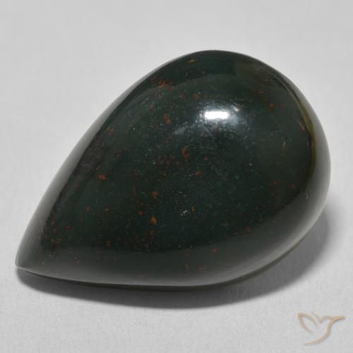25.62ct 자연스러운 녹색과 빨강 혈석, 배 모양, 불투명체