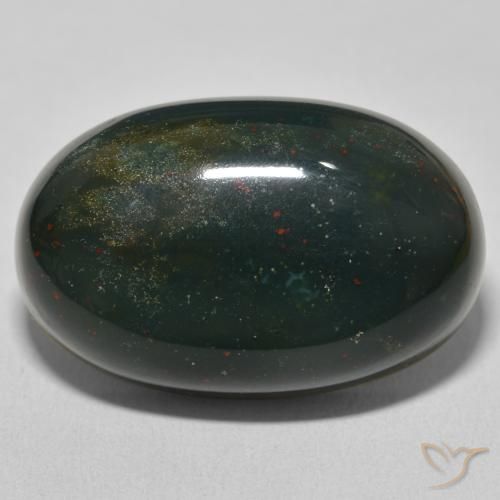 37.80ct 자연스러운 짙은 녹색 혈석, 타원형, 불투명체